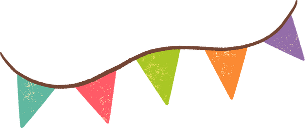 Handdrawn Textured Cute Bunting Flags